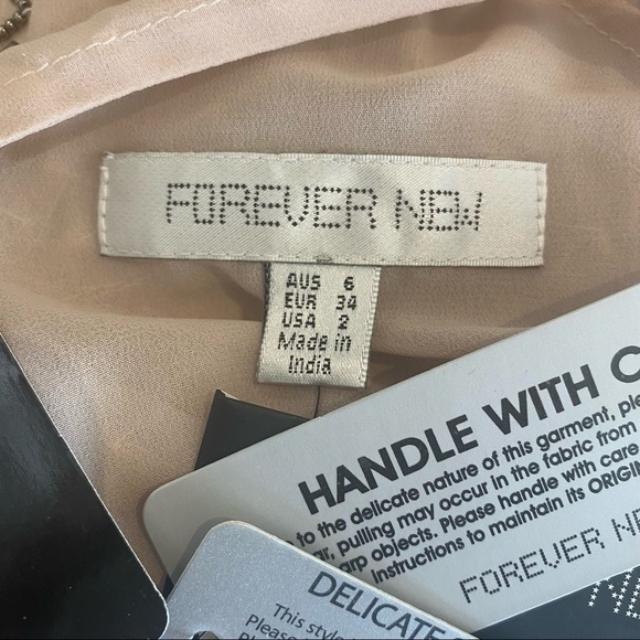 NWT Forever New Top Camisole Delicate Beaded Pink Spaghetti straps Boho Size 6 - Picture 14 of 15